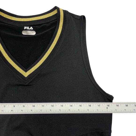 Women's Fila Collezione V-neck Tank Size XL Black Gold - Picture 4 of 6
